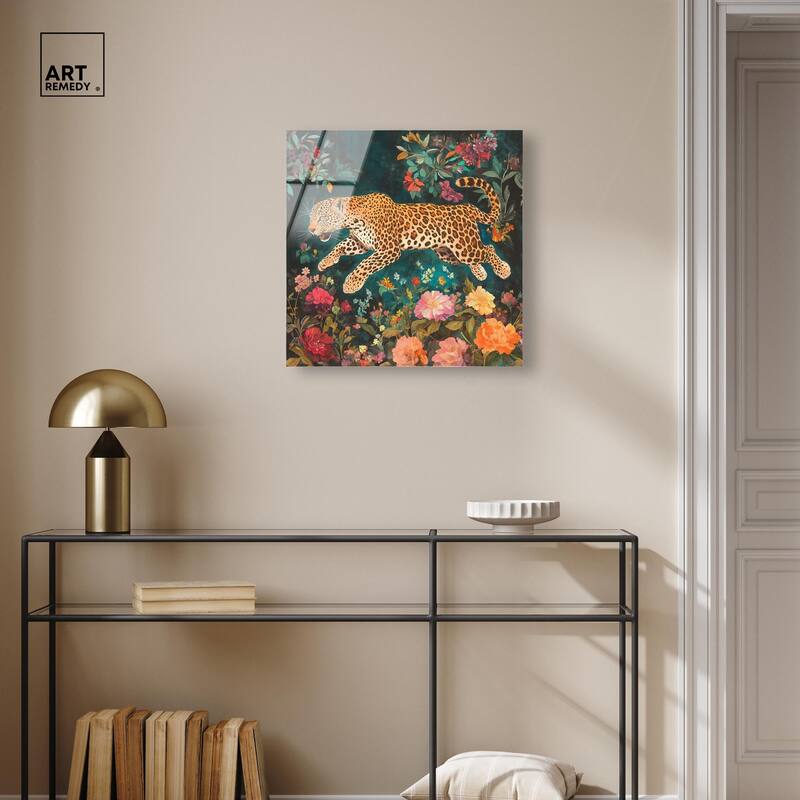 Tigers and Blooms Acrylic by Art Remedy, Ready to Hang