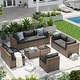 preview thumbnail 85 of 179, AOXUN Fire Pit Conversation Set Rattan Sofa Set Outdoor Furniture With Cushions Yellow-Black - 10-Piece