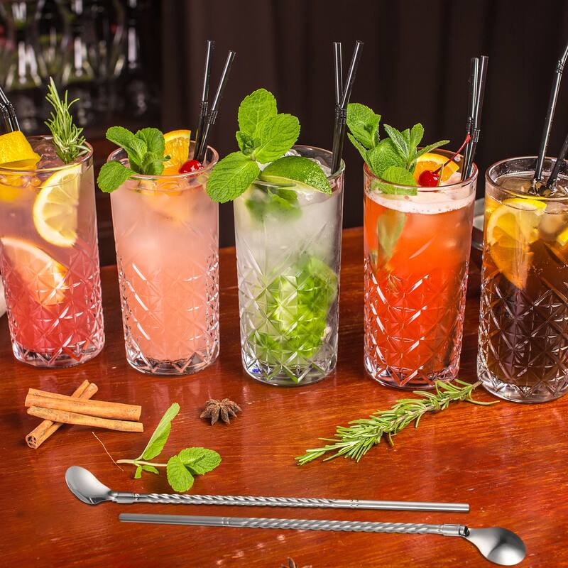 4Pcs 8.6" Stainless Steel Spoons Straws Reusable Twist Handle Spoon