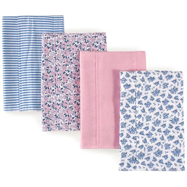 slide 1 of 1, Hudson Baby Infant Girl Cotton Flannel Burp Cloths 4pk Set, Classic Floral, One Size - Classic Floral - One Size One Size - Classic Floral