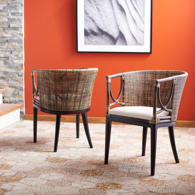 SAFAVIEH Olafia Dining Brown/ Black Arm Chair - 22.3" x 23.3" x 31.5" - 22Wx23Dx32H