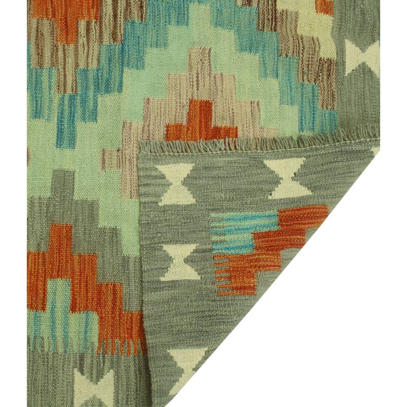 Sun Faded Flatweave Priscill Lt. Green/Grey Rug - 4'4" x 6'10"