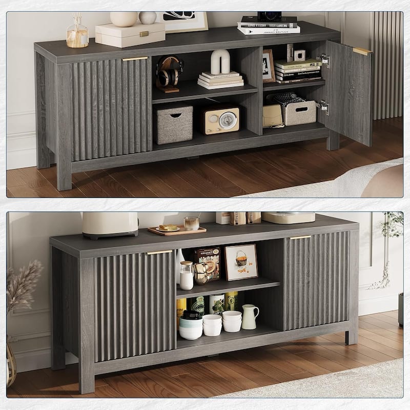 Modern Wooden TV Stand Cabinet with Adjustable Shelves for Living Room Bedroom - N/A
