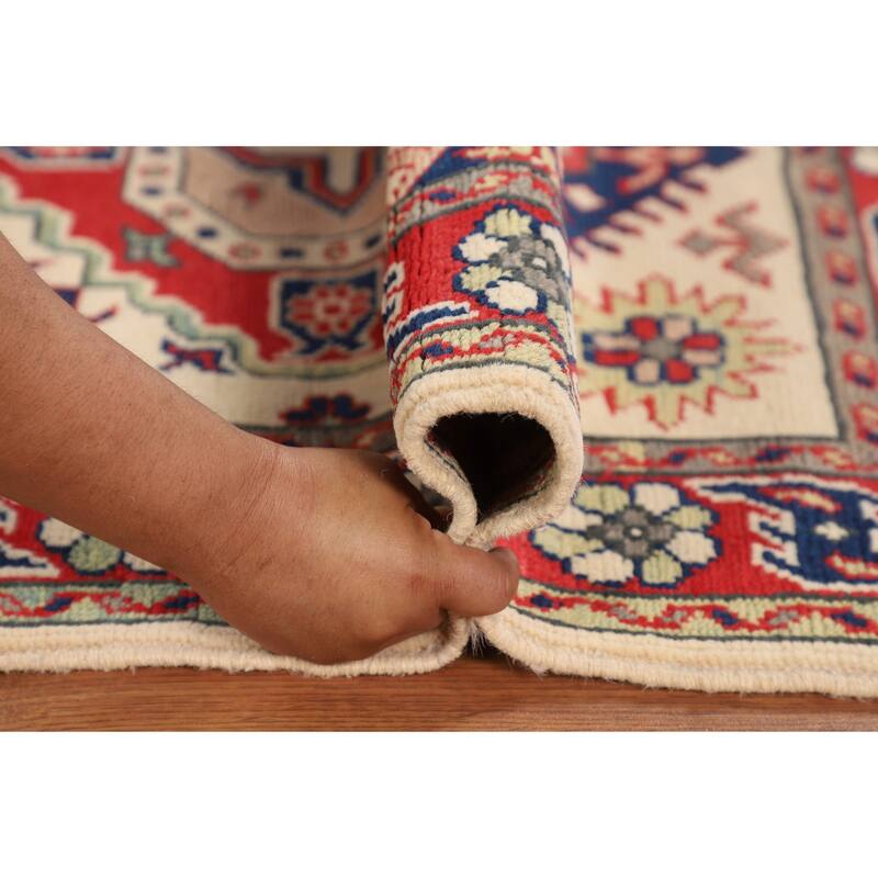 Kazak Foyer Rug Hand-Knotted Traditional Wool Carpet - 2'11" x 4'0"