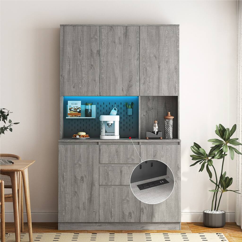 Freestanding Buffet Cupboards Sideboard with Charging Station