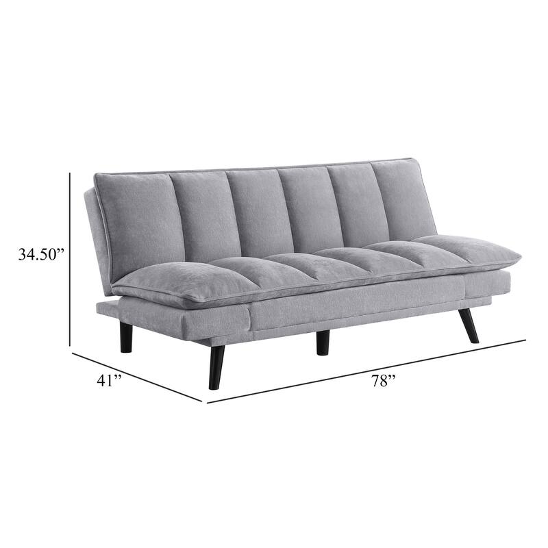 Loyla Convertible Sofa Bed, Tufted Slate Gray Fabric, Black, 78 Inch