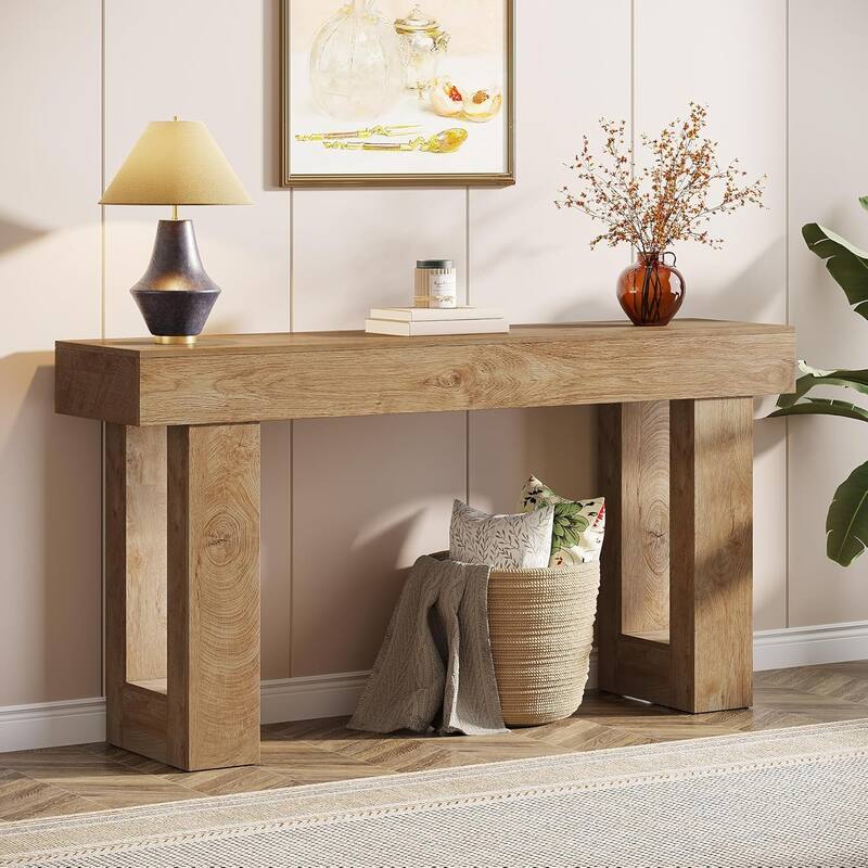 63" Wooden Console Table, Rectangular Sofa Table for Behind Couch, Entryway, HallwayLiving Room