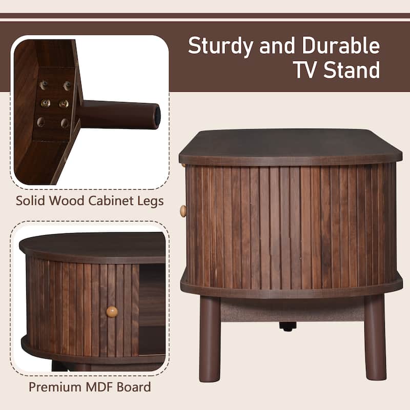 TV Stand Media Console TV Cabinet with Rattan-Front Drawer