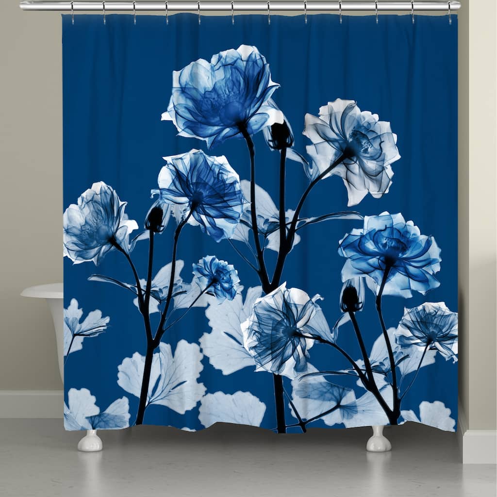 Bloomed Indigo X-Ray Shower Curtain