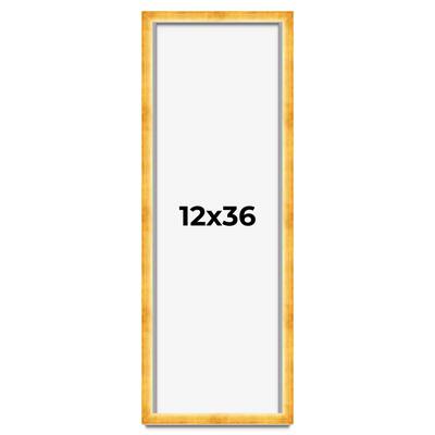 12x36 Shadow Box Frame Gold | 1.625 Inches Deep Real Wood Traditional