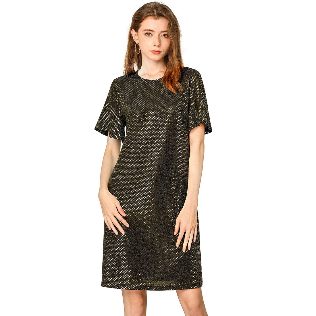 sequin short sleeve dress