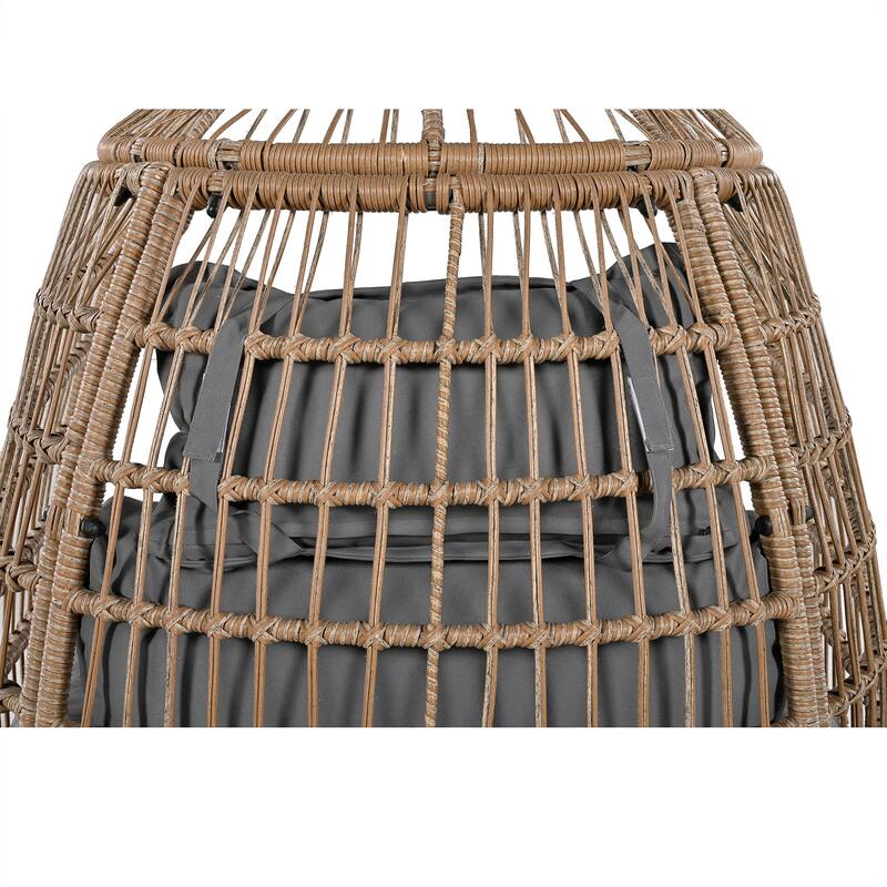 Outdoor Patio Rattan Swivel Egg Chair with Rocking Function