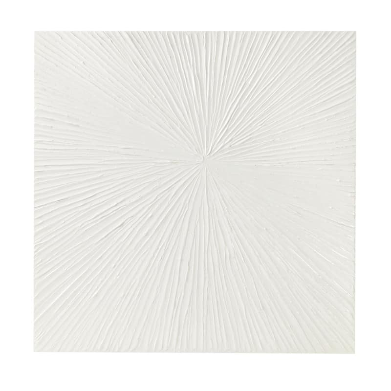 Roomfitters 30x30 Inch White Textured Abstract Burst Wall Art, Modern Dimensional Hand Painted Decor for Living Room