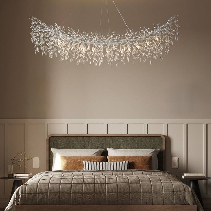 Modern Branch Crystal Linear Chandelier, 1100-1830mm Dining Pendant Light