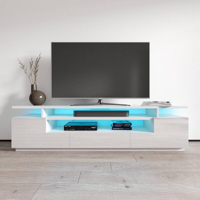 Strick & Bolton Sparkes 77-inch High Gloss TV Stand with LED Lights - White