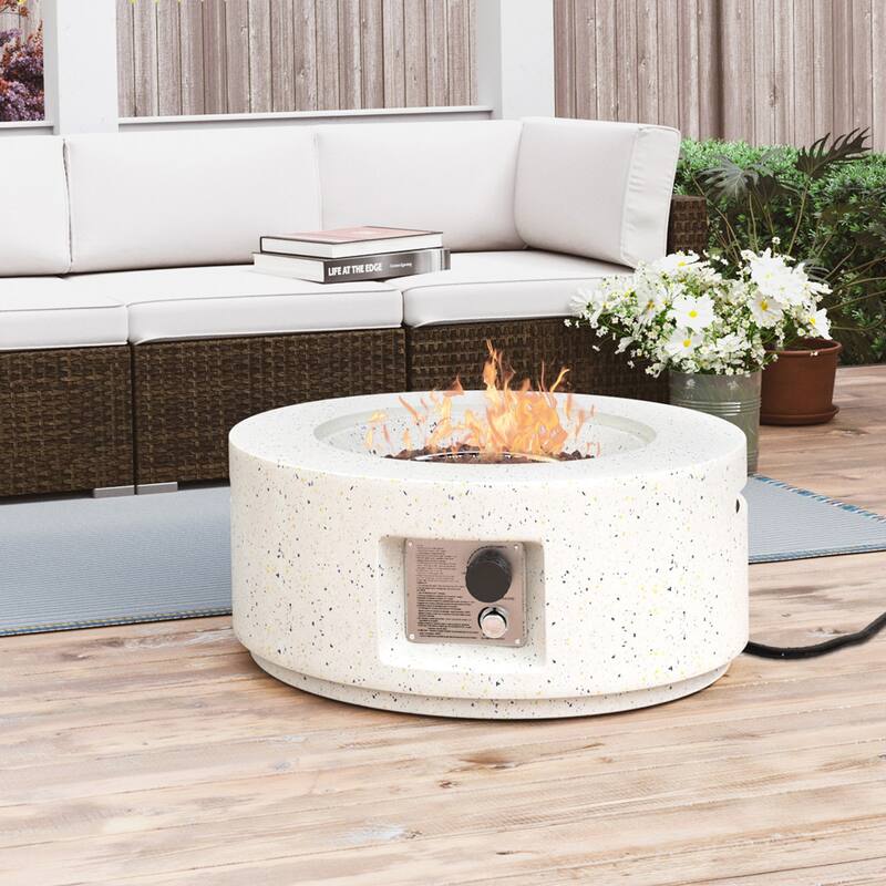 COSIEST Outdoor Patio Round Propane Firepit, 40000BTU - 28" W x 28" D x 12" H