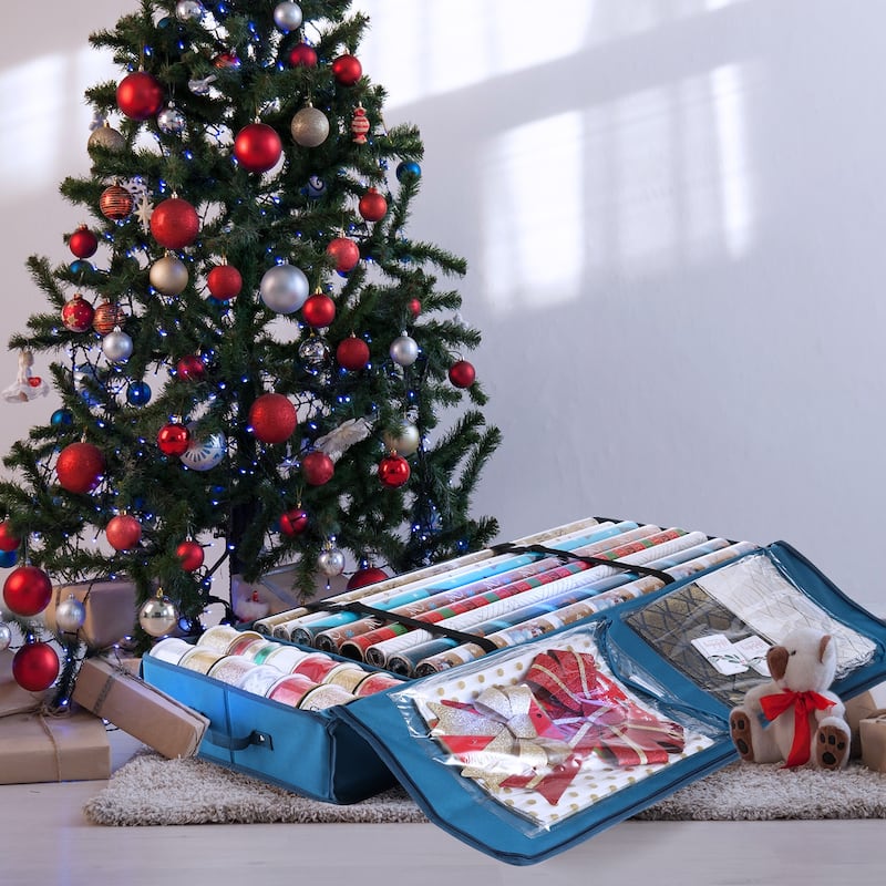 Hearth & Harbor Premium Christmas Wrapping Paper Storage Organizer Bag - 14"x40"x6"