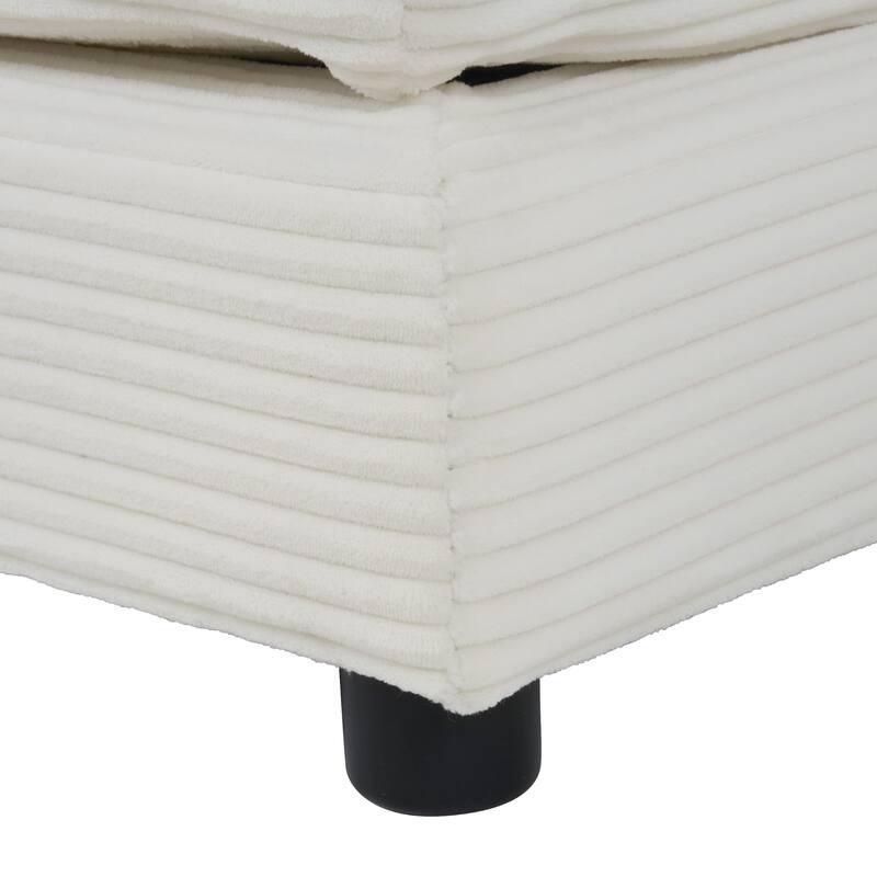 141.6 Inch Modern Modular Sectional Sofa, Upholstered Corduroy Couch with 4 Throw Pillows