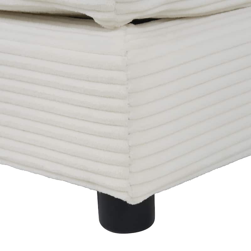Corduroy Chair with Ottoman & Storage
