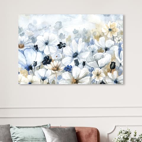 Oliver Gal 'Fields of Blue' Floral and Botanical Wall Art Canvas Print Flowers - Blue, White