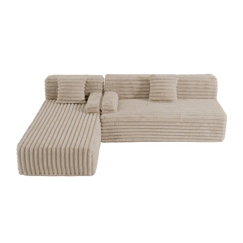 Sectional Upholstered Sofa with Convertible Upholstered Chair