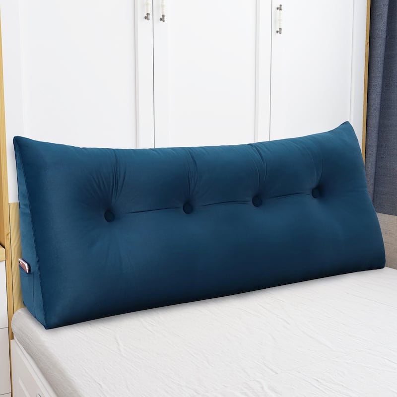 WOWMAX Bed Wedge Bolster Sit Up Reading Pillow Backrest - Dark Blue