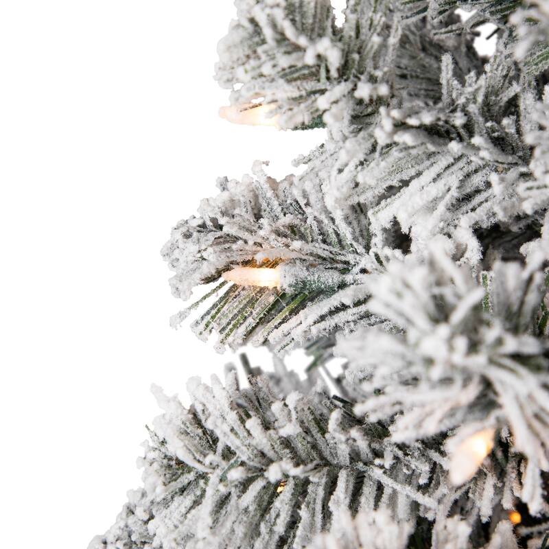 4.5' Medium Flocked Winema Pine Artificial Christmas Tree Clear Lights - 4.5 Foot