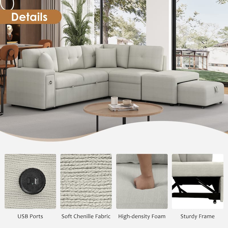 Sectional Sofa L-shaped Sofa Couch Pull-out Sofa Bed