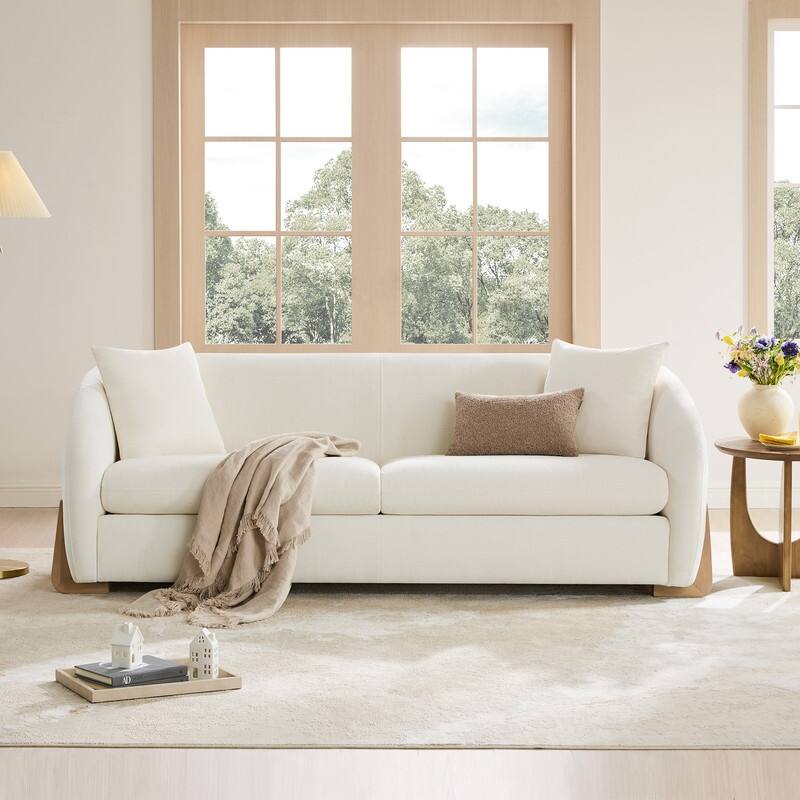 Spruce & Spring Julia Upholstered Curved Sofa Couch for Living Room - Cream