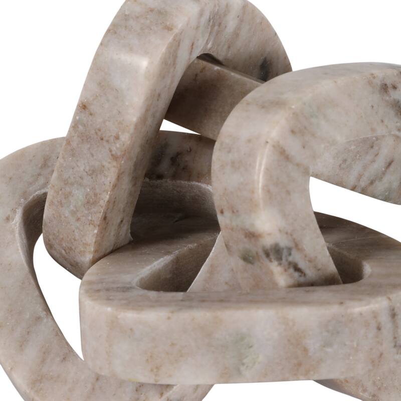 Marble Decorative Object Carved Chain Sculpture Home Decor -15", Ivory - 14.5"