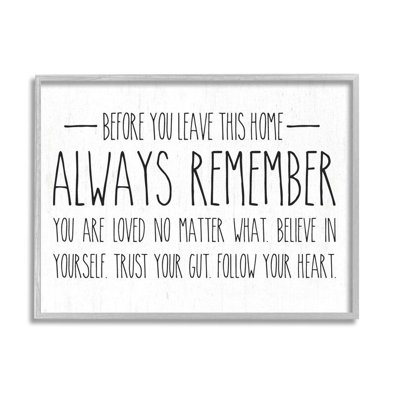 Stupell Follow Your Heart Motivational Quote Casual Phrase Framed Wall Art, Design by Lettered and Lined - White - 30 x 24 - Grey