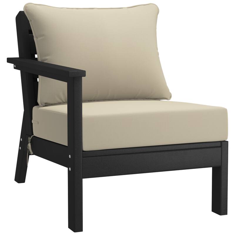 Birchwood All Weather HDPE Outdoor Patio Black Deep Seating Conversation Set (6-Piece Set)