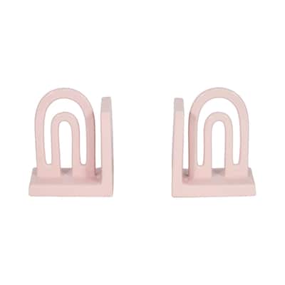 Sagebrook Home Arch Bookends Contemporary Ceramic Rainbow Arched Bookend Set for Book Display and Organization - 5" x 3" x 6"