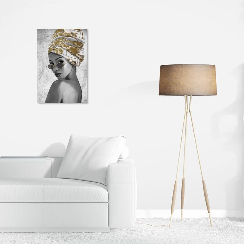 Wynwood Studio Fashion and Glam One of her Headresses Gold and Metallic Gold Glam Wall Art Canvas Print - 24 x 16
