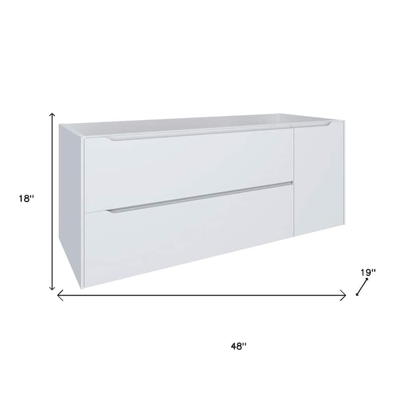 HomeRoots 48" White Wood Floating Bathroom Vanity With White Sink And Two Drawers - 48.00 in. x 18.00 in. x 19.00 in.