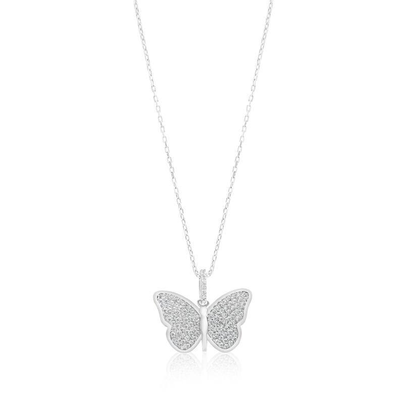 SHYMI Pave Butterfly Necklace - Silver
