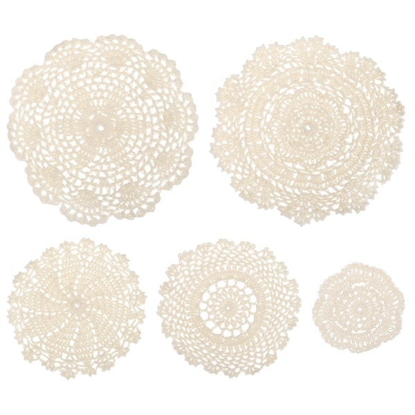 Fabric Coasters, 10pcs 3 Sizes - Cotton Woven Crochet Doilies W Floral 