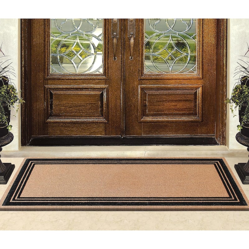 A1HC Natural Coir Flock Door Mat for Front Door, Anti-Shed Treated Doormat