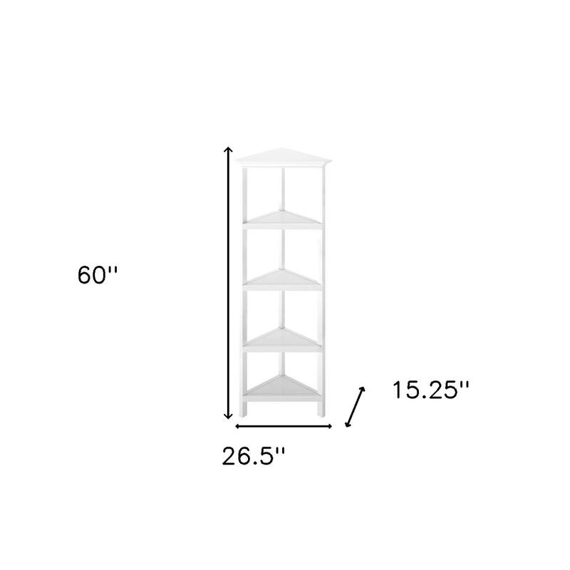 Solid Wood Corner Bookcase for Living Room and 5-Shelf Vertical Unit - 15.25” D x 26.5” W x 60” H