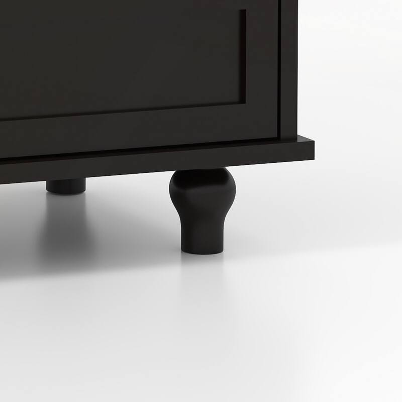 Minimalist Buffet Cabinet with Double Glass Doors and Drawer