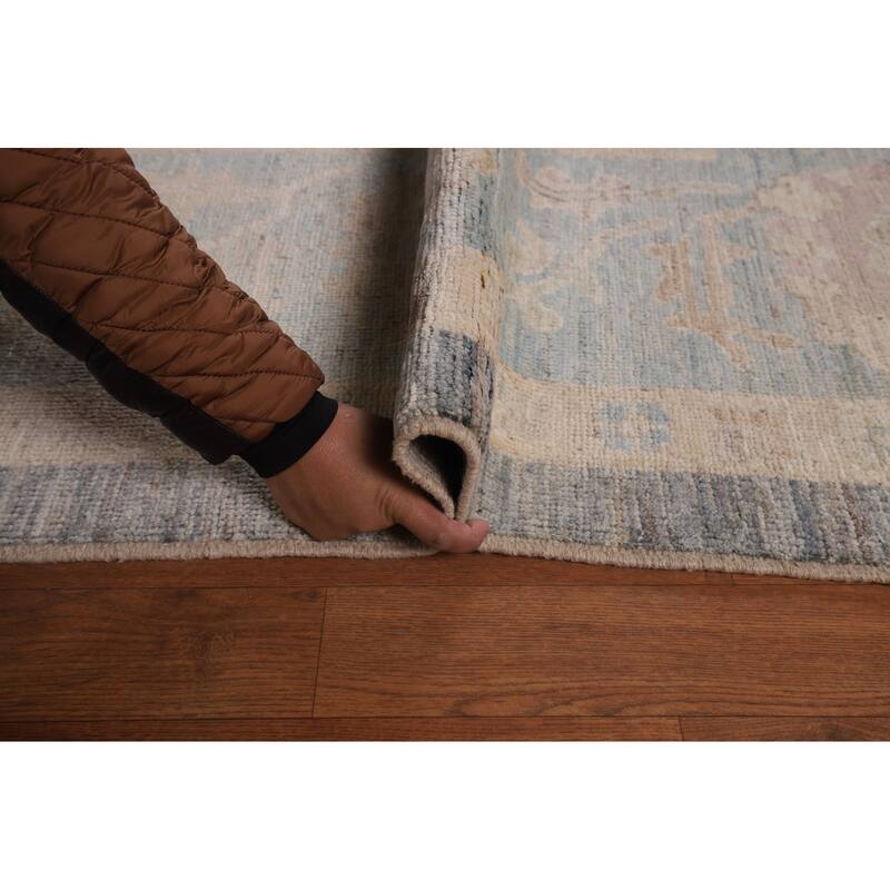 Vegetable Dye Floral Oriental Oushak Turkish Rug Handmade Wool Carpet - 9'5"x 11'9"