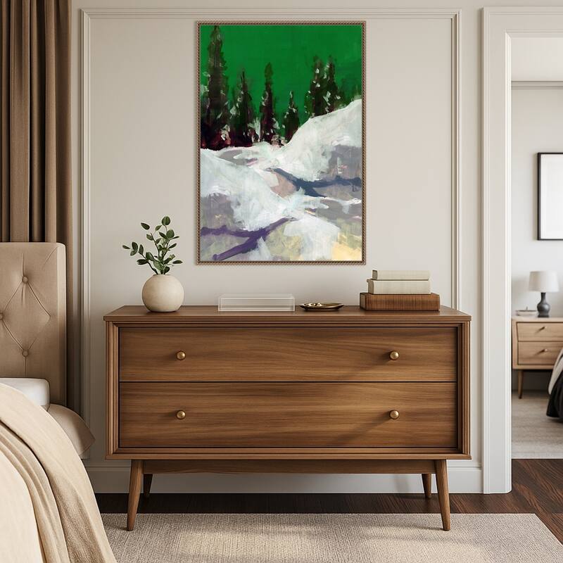 Winter Scene In the Forest 2 by Cartissi (23 x 33 in.), Framed Canvas Wall Art Print