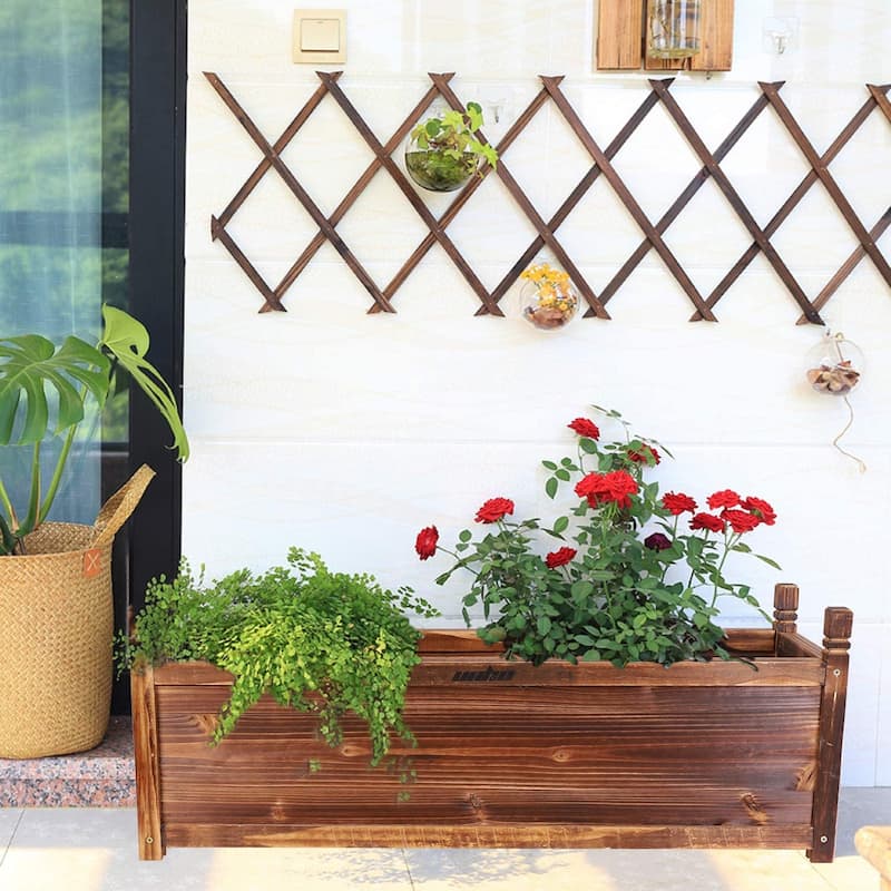 Wooden Raised Garden Bed Planter Box - L 35.4" x W 11.8" x H 13.3"