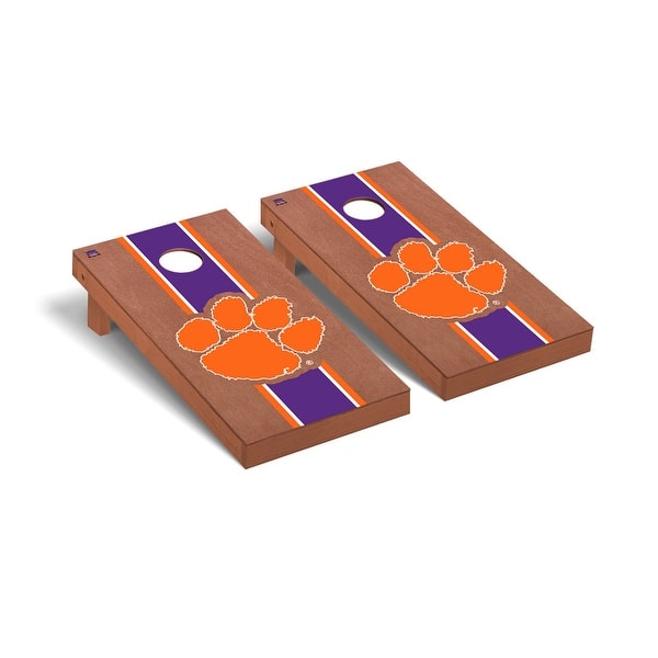 slide 2 of 5, Clemson Tigers Rosewood Cornhole Board Set