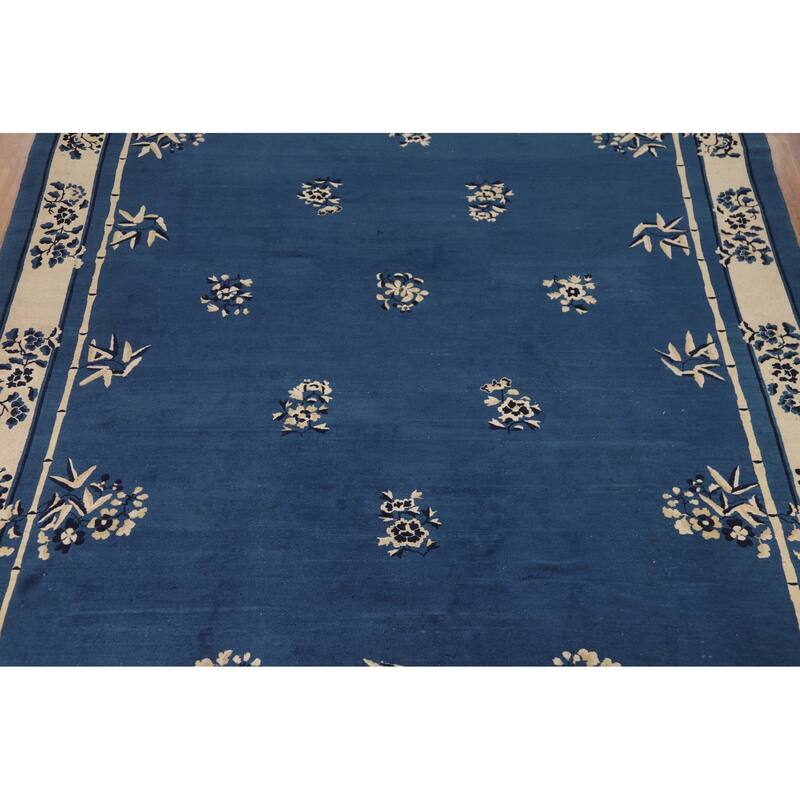 Vegetable Dye Floral Peking Chinese Area Rug Hand-Knotted Wool Carpet - 9'10"x 13'5"