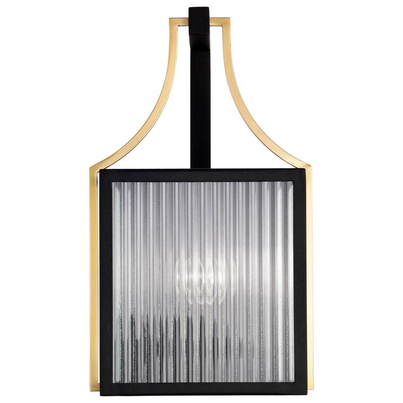 Holden Medium Outdoor Lantern Gold and Black Finish Clear Glass - Black / Gold