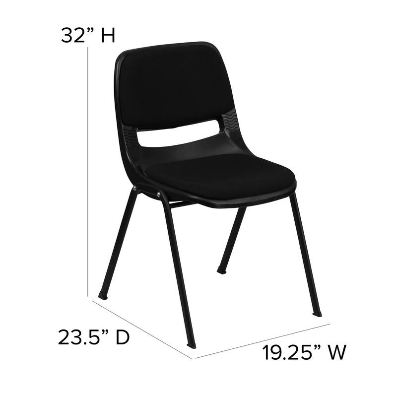 880 lb. Capacity Padded Ergonomic Shell Stack Chair with Metal Frame