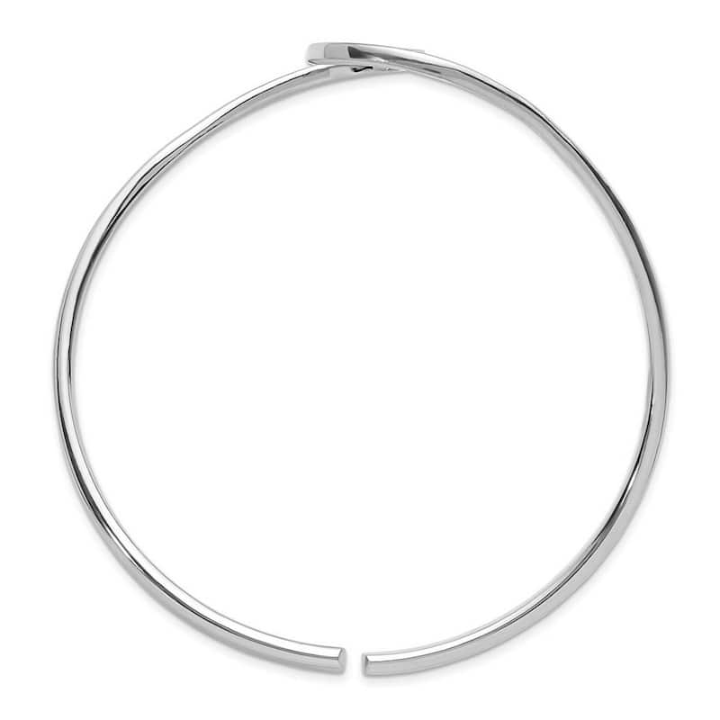 Curata 925 Sterling Silver 58mm Polished Wave Adjustable Cuff Bangle Bracelet