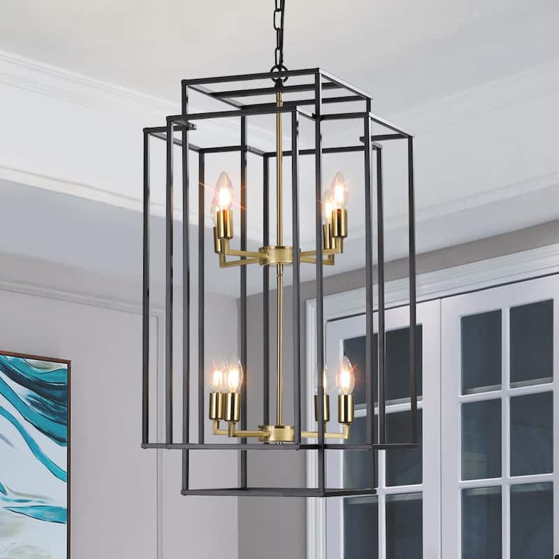 Modern 8-light Geometric Pendant Chandelier with Metal Frame
