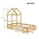preview thumbnail 15 of 47, Twin Size Wooden Floor Bed with Fence Railings and Detachable Headboard, Kids Dress Up Rack, Playhouse Frame